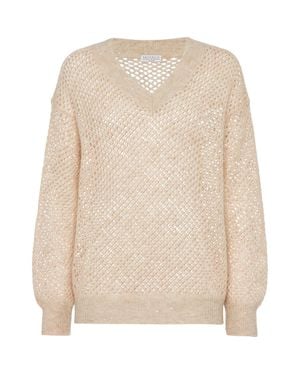 Brunello Cucinelli Dazzling Mesh Sweater - Natural