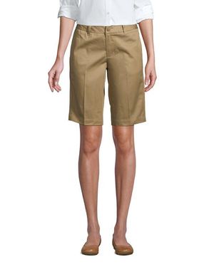Lands' End School Uniform Young Plain Front Blend Chino Shorts - Natural