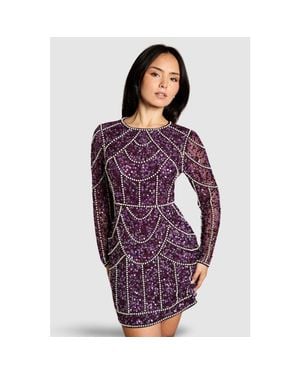 Coast Petite Embellished Mini Dress - Purple