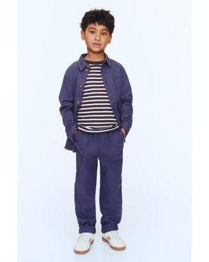 H&M Linen-Blend Pants - Blue
