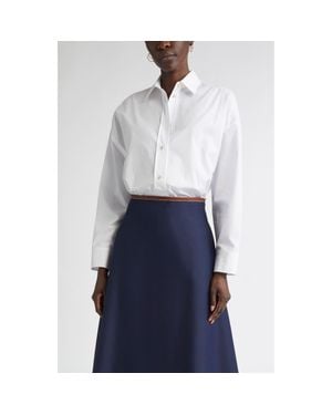 St. John Cotton Poplin Button-Up Shirt - White