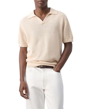Mango Microstructure Cotton Blend Polo - White