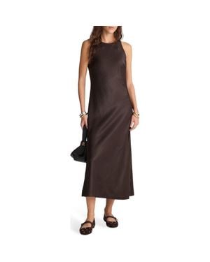 Madewell Sleeveless Satin Midi Dress - Black