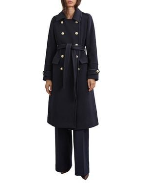 Reiss Farley Wool Blend Double Breasted Coat - Black