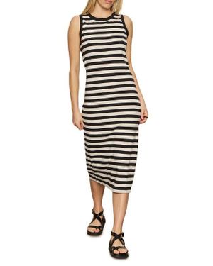 Sanctuary Stripe Sleeveless Tiered Organic Cotton Blend Maxi Dress - Black