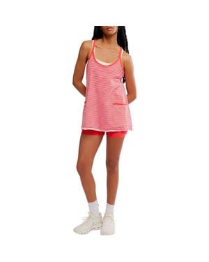 Free People Fp Movement Hot Shot Print Stretch Cotton Tank Minidress - Red