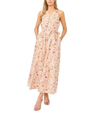 Halogen® Floral Belted Tiered Button-Up Maxi Dress - Multicolor