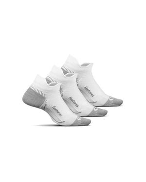 Feetures Plantar Fasciitis Relief Sock Light Cushion No Show Tab Targeted Compression Sock - White