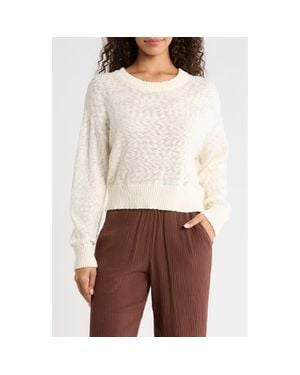 Marine Layer Sea Breeze Cotton Crewneck Sweater - White