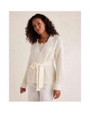 Haven Well Within Textured Cotton Blend Belted Cardigan - Natural
