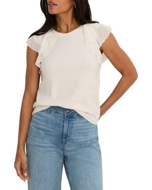 NIC+ZOE Chiffon Drift Mixed Media Top - Blue
