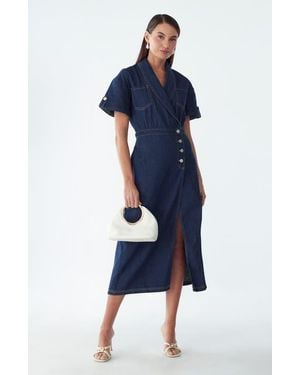 Willa Sil Midi Dress - Blue