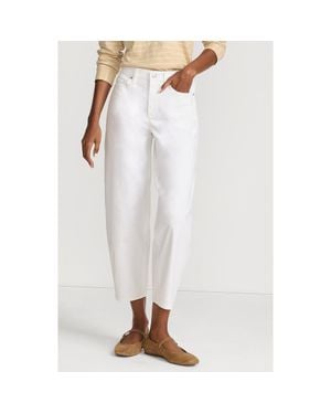 Lands' End Recover High Rise Barrel Leg Ankle Jeans - White