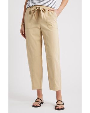 Caslon Tie Waist Tapered Leg Utility Pants - Natural