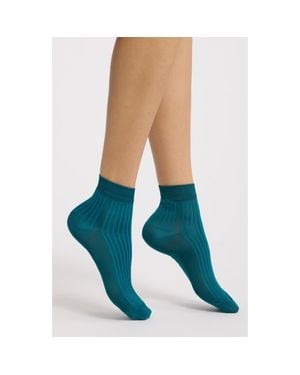 Stems Rib Quarter Socks - Blue