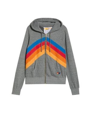 Aviator Nation Mountain Stitch Chevron Zip Hoodie - White