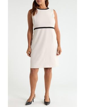 Kasper Sleeveless Stretch Crepe Sheath Dress - Natural