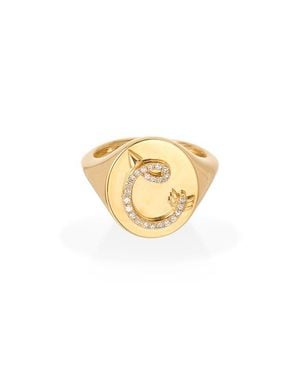 Adina Reyter Pavé Diamond Initial Signet Ring - White