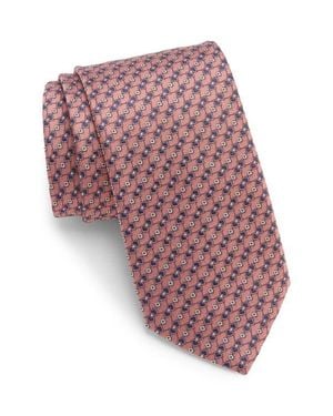 Canali Medallion Geo Silk Jacquard Tie - Red