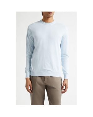 Sunspel Lightweight Cotton Crewneck Sweater - Blue