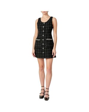 English Factory Metallic Tweed Sheath Minidress - Black