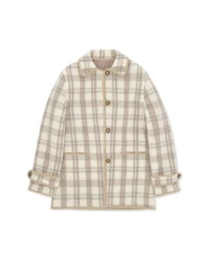 Fortela Danielle Plaid Wool Jacket - Natural