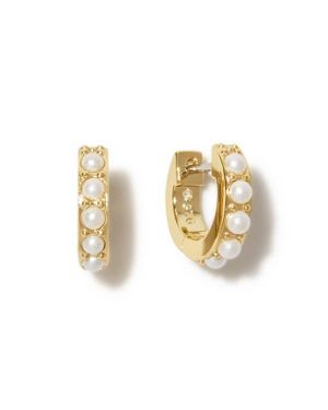 Ana Luisa Pearl Huggie Hoops - Metallic