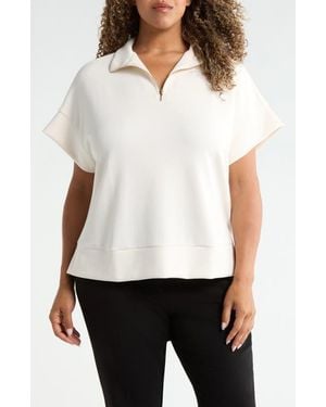 Bernardo Half Zip Short Sleeve Scuba Top - White