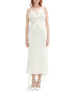 Bardot Marsella Ruffle Sequin Cocktail Dress - White
