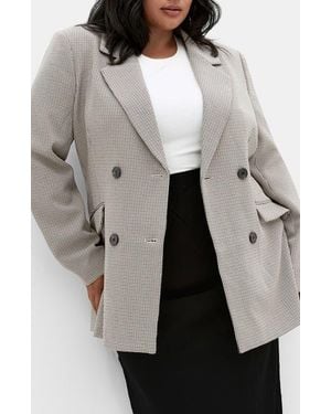 City Chic Hailey Houndstooth Double Breasted Blazer - Gray