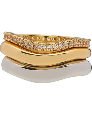 st. Moran Set Of 3 Wavy Band Rings - Metallic