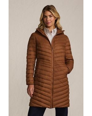 Lands' End Ultralight Packable Long Down Coat - Brown