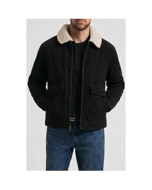 HUNTER Crace Corduroy Jacket With Faux Shearling Collar - Black