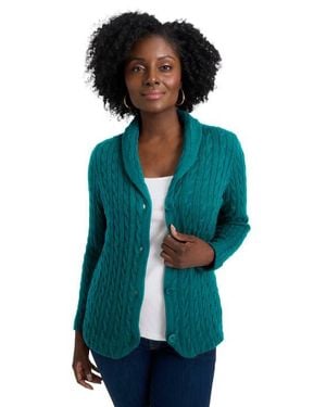 Jessica London Cable Blazer Sweater - Blue