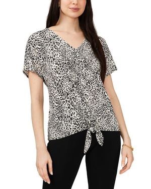 Chaus V-Neck Tie Front Top - Black