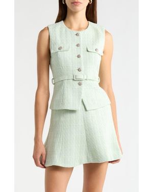 Astr Kelson Belted Tweed Vest - Green