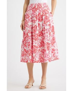 Caslon Tiered Cotton Gauze Midi Skirt