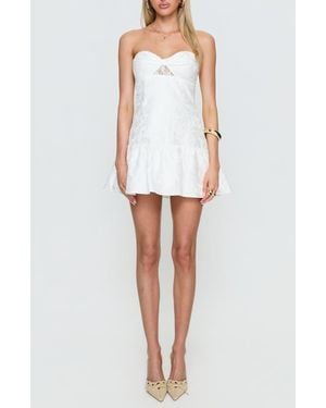 Princess Polly Aubriana Jacquard Strapless Minidress - White