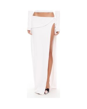 Lioness Juliette Asymmetric Foldover Waist Maxi Skirt - White