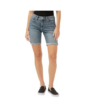 Silver Jeans Co. Elyse Curvy Denim Bermuda Shorts - Blue
