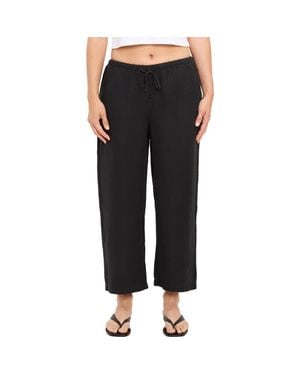 Michael Stars Tali Linen Blend Wide Leg Drawstring Pants - Black