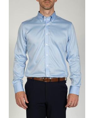 STANTT Contemporary Fit Wrinkle Resistant Cotton Twill Dress Shirt - Blue