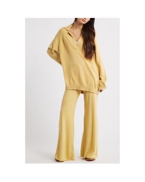 Free People Drea Sweater & Pants Set - Yellow