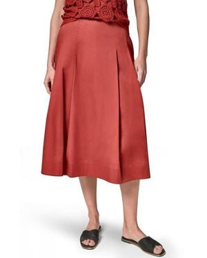 Donna Karan Pleated A-Line Skirt - Red