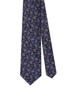 Robert Talbott Robert Flowers Ribbed Silk Best Of Class Necktie - Blue