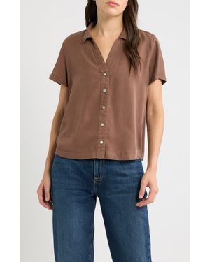 Cloth & Stone Flowy Button-Up Shirt - Blue