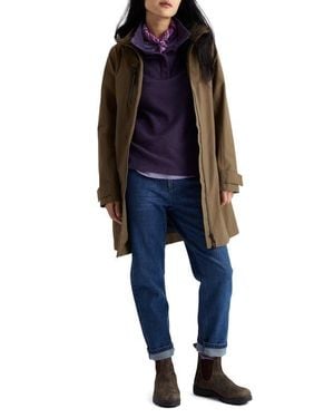 Seasalt Cornwall Coverack Waterproof Organic Cotton Raincoat With Removable Hood - Blue