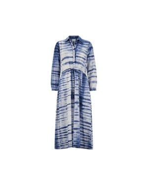 MER ST BARTH Anais Button Front Shirtdressn Shibori - Blue