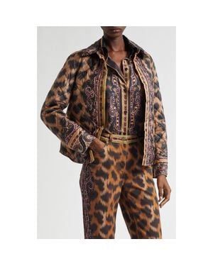 Etro Print Quilted Down Jacket - Brown