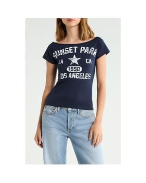 PacSun Sunset Park Off The Shoulder T-Shirt - Blue